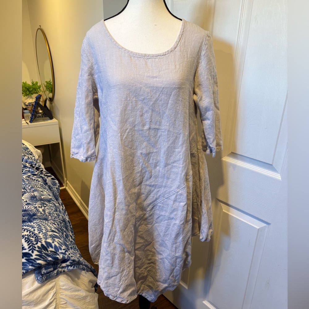 Bryn Walker 100% Linen Tunic Dress XS Oversized Lagenlook Minimalist